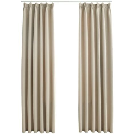 Cortinas opacas con ganchos 2 unidades beige 140x245 cm vidaXL