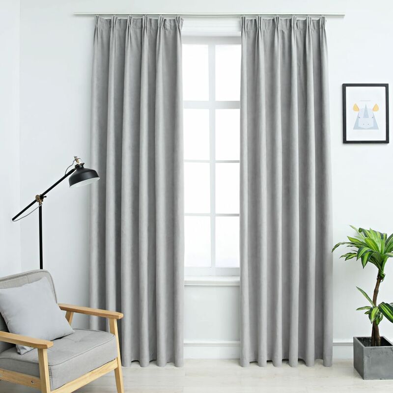 

Cortinas opacas con ganchos 2 unidades gris 140x245 cm