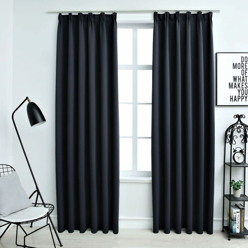 

Cortinas opacas con ganchos 2 unidades gris antracita 140x175cm