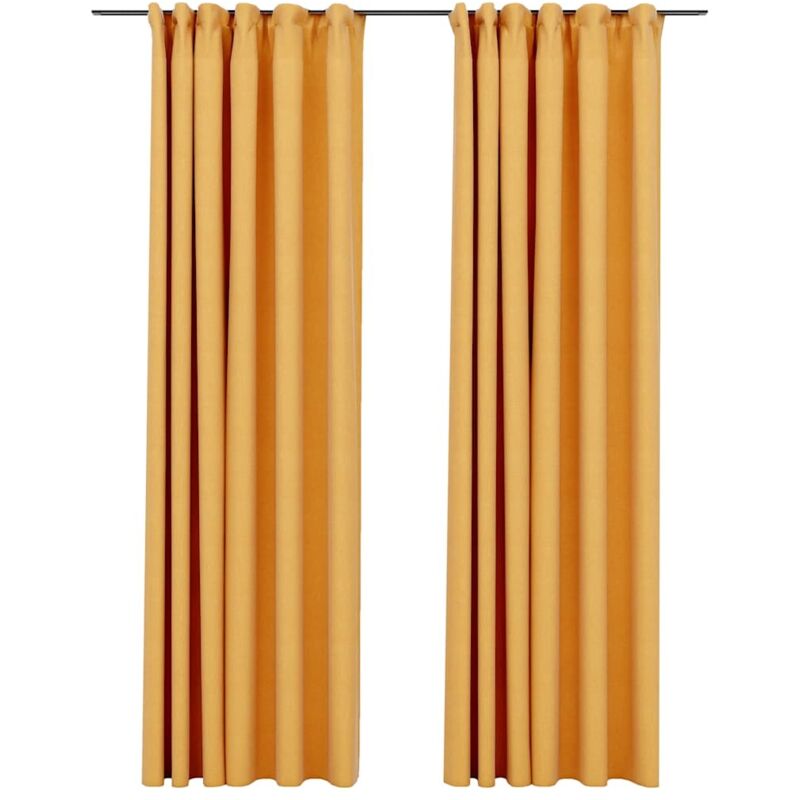 

Cortinas opacas ganchos look de lino 2 pzas amarillo 140x245 cm - Amarillo - Vidaxl
