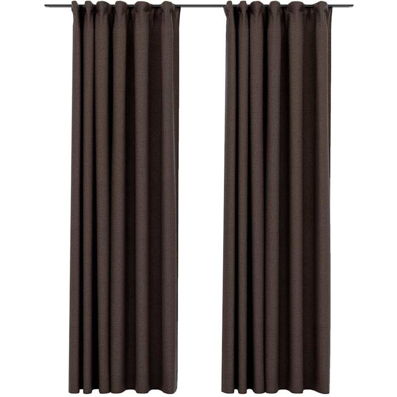 

Cortinas opacas ganchos look de lino 2 pzs gris taupe 140x225cm - Gris Topo - Vidaxl