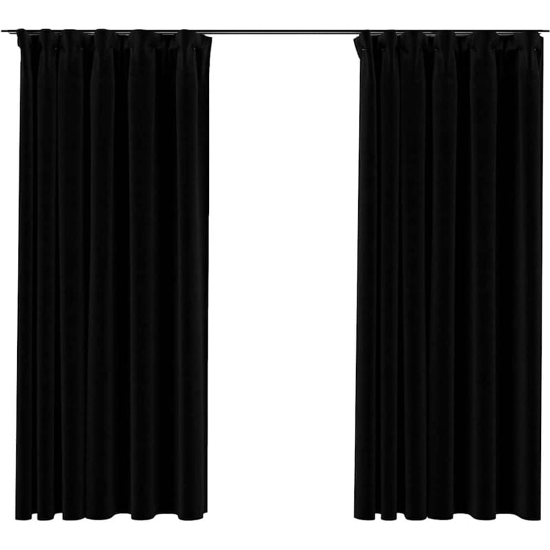 

Cortinas opacas con ganchos look de lino 2 pzas negro 140x175cm - Negro - Vidaxl