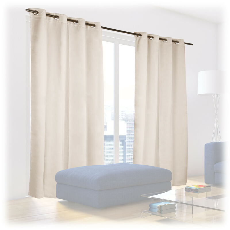 

Cortinas Opacas con Ojales, Pack de 2, Modernas, Dormitorio Salón o Despacho, Poliéster, 245 x 135 cm, Arena