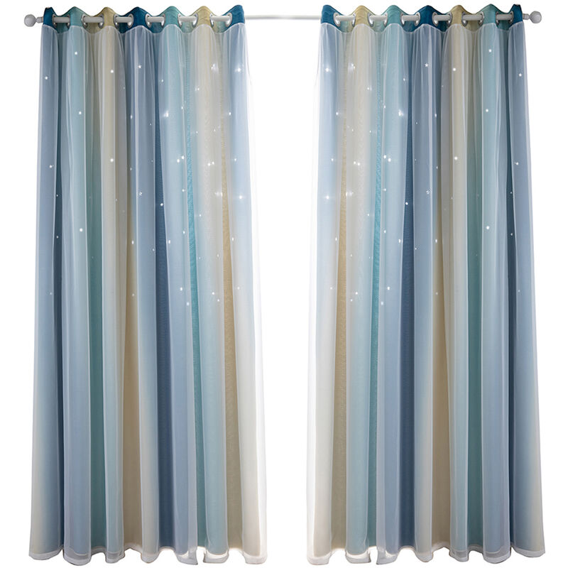 

Cortinas de estrella, cortinas opacas, cortinas de ventana de estrella de doble capa de colores, 1 panel,Azul, 40 'W x 52' L