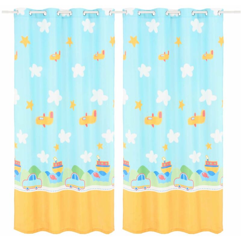 

Cortinas opacas de ninos 2 piezas 140x240 cm aviones y nubes