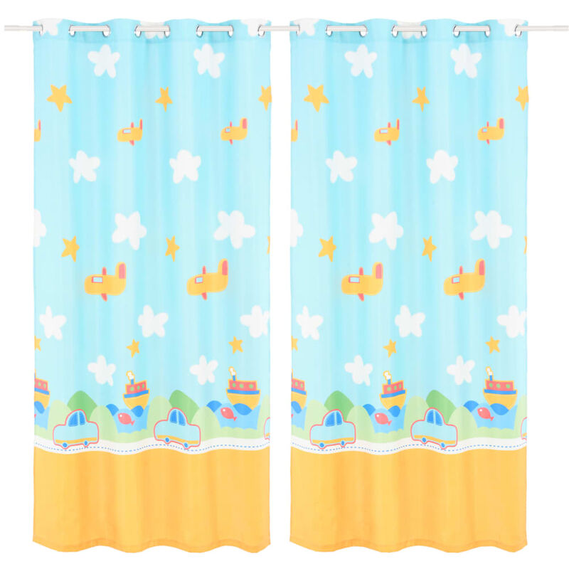 

Cortinas opacas de niños 2 piezas 140x240 cm aviones y nubes