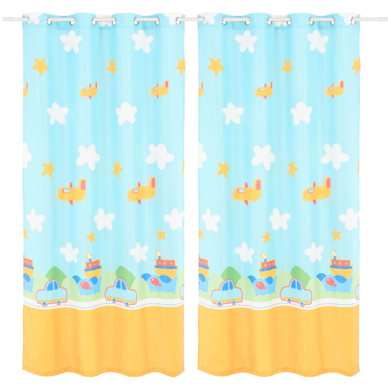 

Cortinas opacas de niños 2 piezas 140x240 cm aviones y nubes - Multicolor - Vidaxl