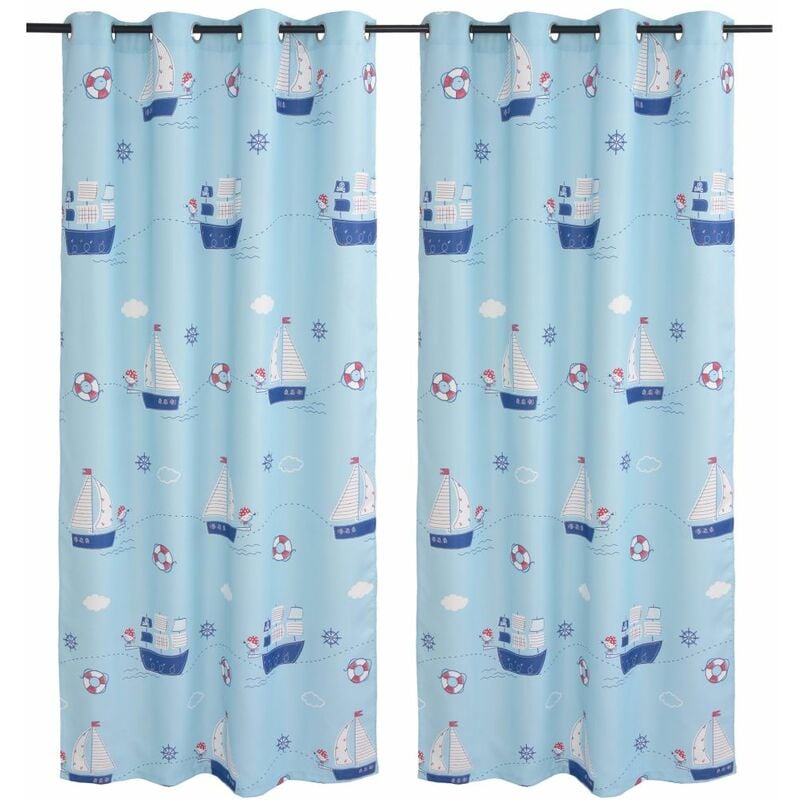 

Cortinas opacas estampadas infantiles 2 piezas 140x240cm azul