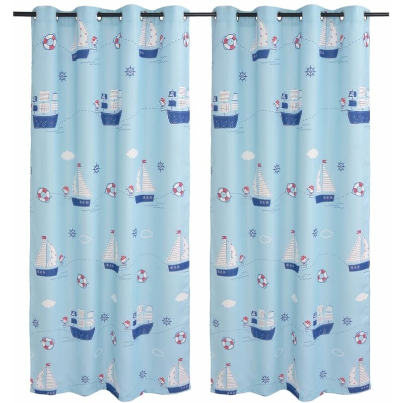 

Cortinas opacas estampadas infantiles 2 piezas 140x240cm azul - Azul