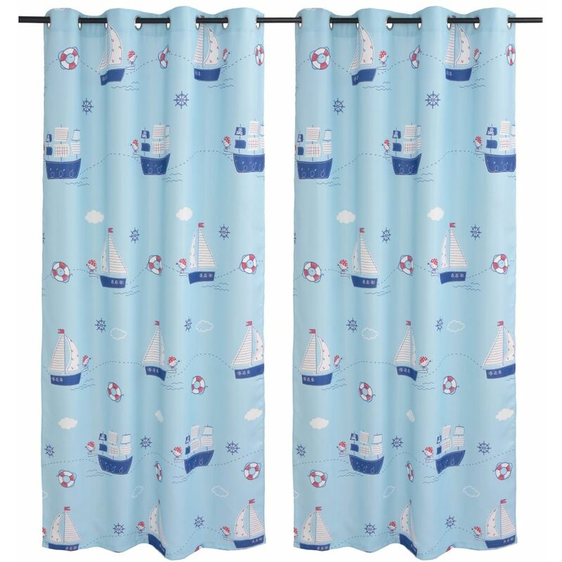 

Cortinas opacas estampadas infantiles 2 piezas 140x240cm azul