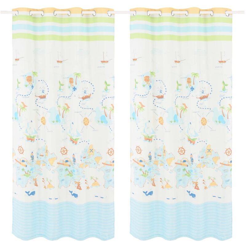 

Cortinas opacas estampadas niños 2 pzas 140x240 cm viajar mundo