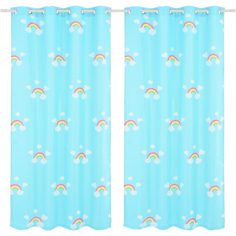 

Cortinas opacas estampadas niños 2 uds 140x240 cm arcoiris azul