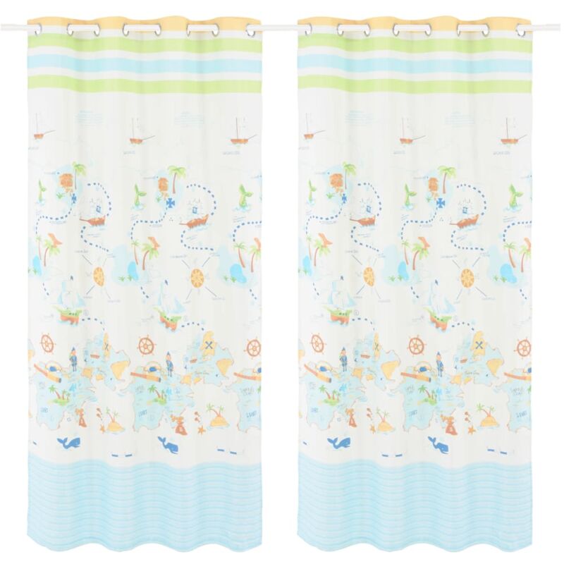 

Cortinas opacas estampadas niños 2 pzas 140x240 cm viajar mundo - Multicolor - Vidaxl