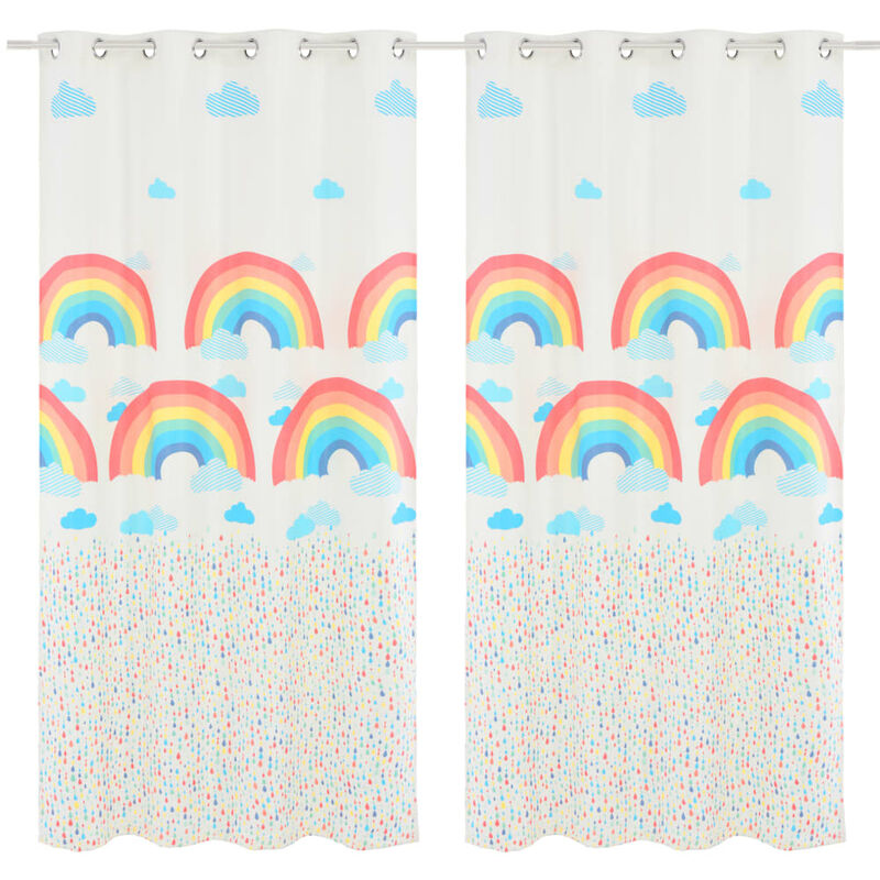 

Youthup - Cortinas opacas estampado para niños 2 uds 140x240 cm arcoiris - Multicolor