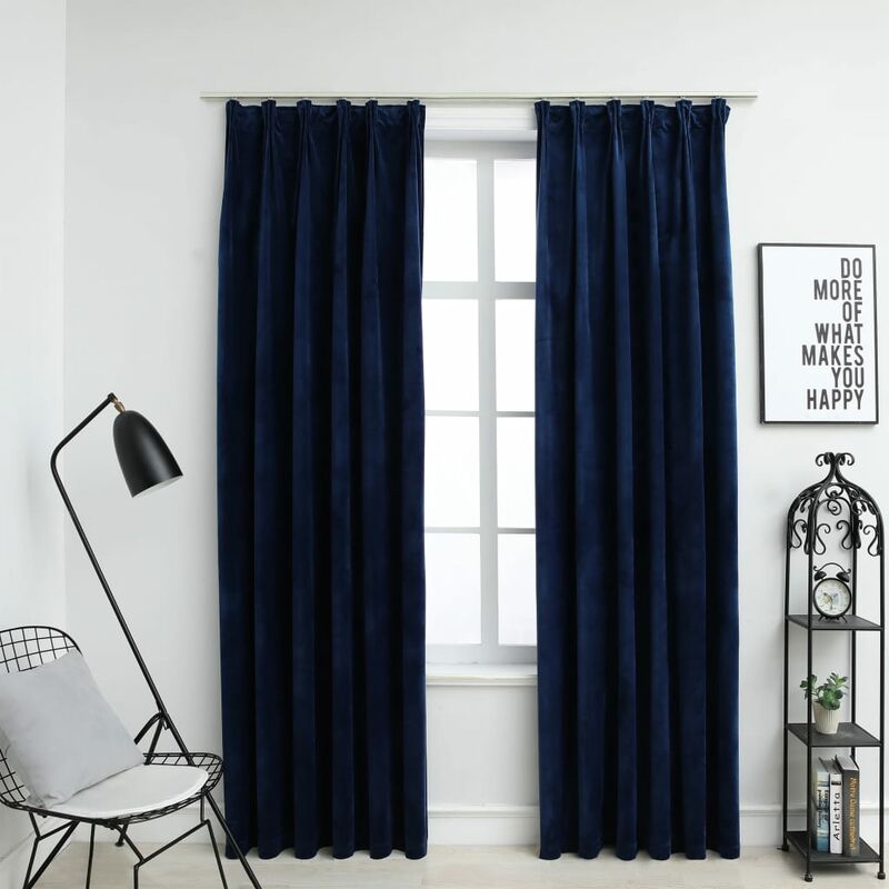 

Cortinas opacas ganchos 2 pzas terciopelo azul oscuro 140x245cm - Azul