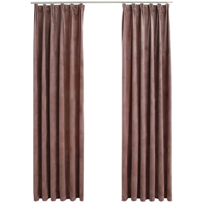 

Cortinas opacas ganchos 2 pzas terciopelo rosa viejo 140x225 cm - Rosa - Vidaxl