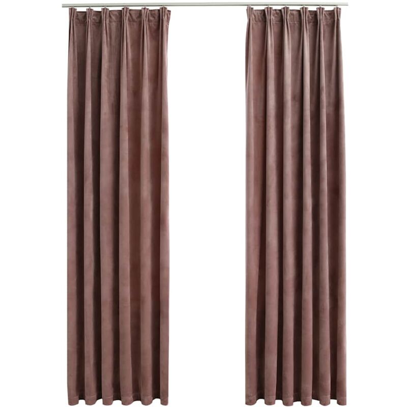

Cortinas opacas ganchos 2 pzas terciopelo rosa viejo 140x245 cm - Rosa - Vidaxl
