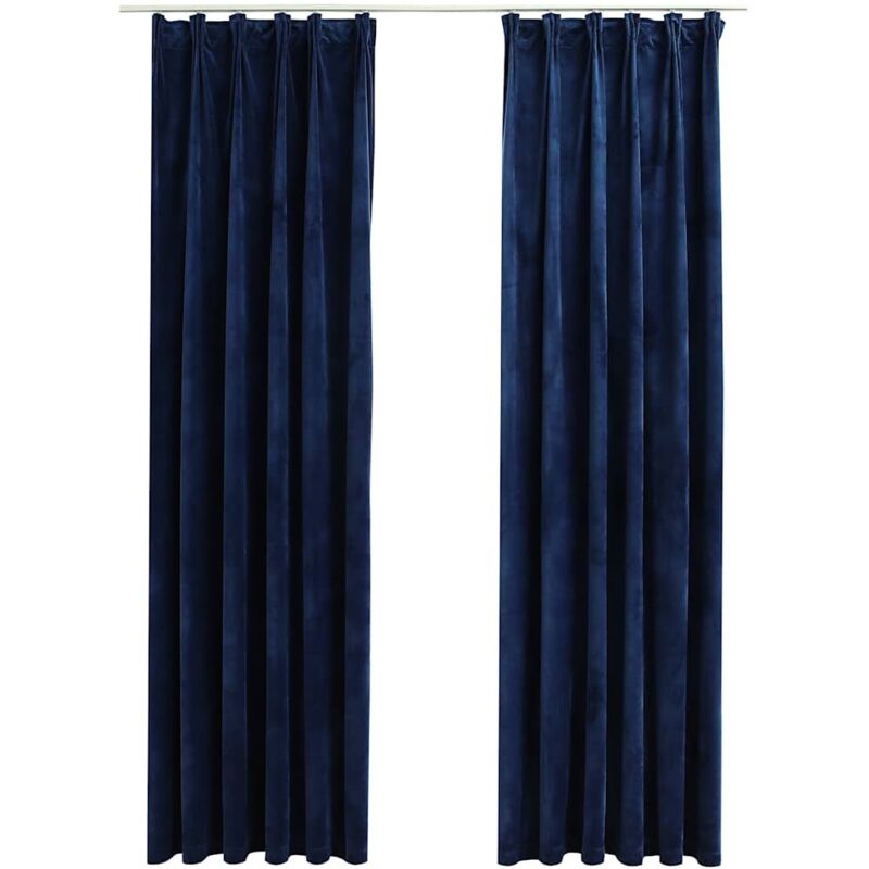 

Cortinas opacas ganchos 2 pzas terciopelo azul oscuro 140x245cm - Azul - Vidaxl