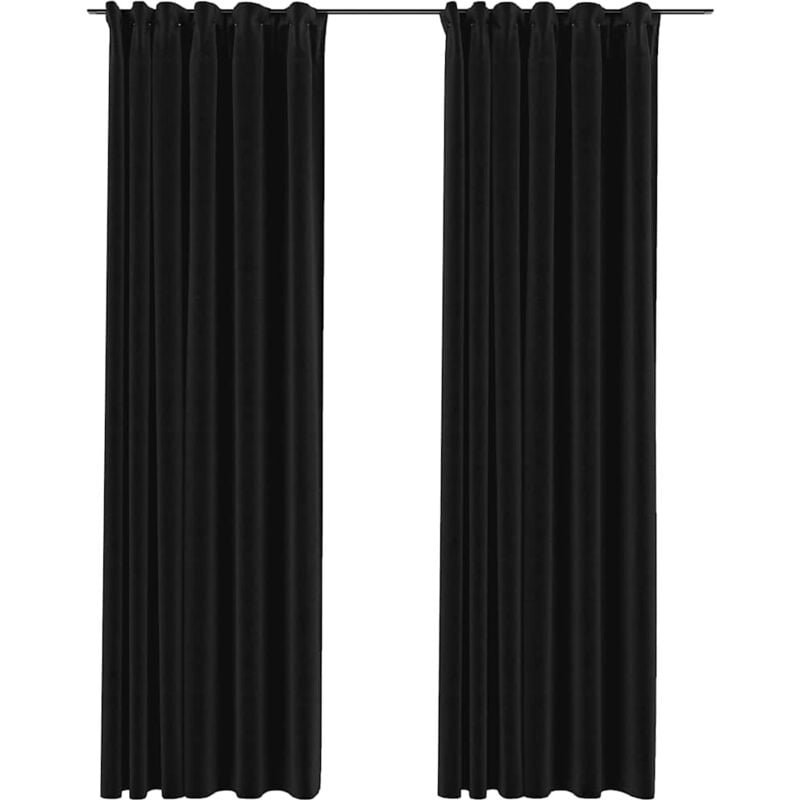 

Cortinas opacas ganchos look de lino 2 pzas antracita 140x245cm - Antracita - Vidaxl