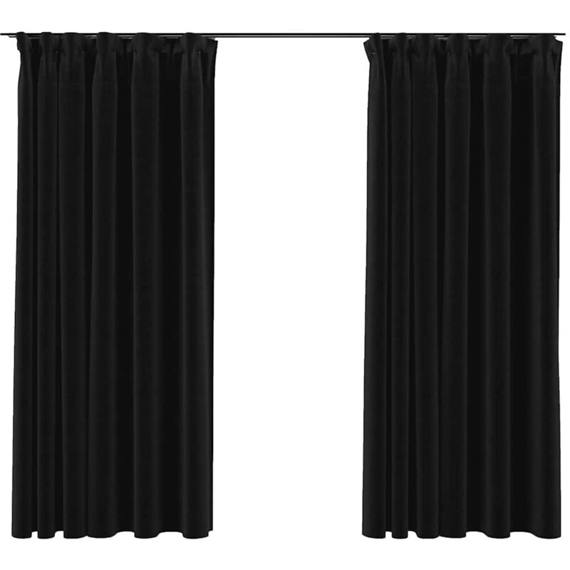 

Cortinas opacas ganchos look de lino 2 pzas antracita 140x175cm - Antracita - Vidaxl