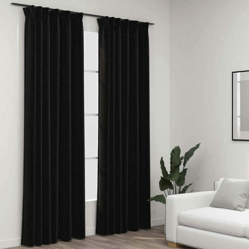 

Cortinas opacas ganchos look de lino 2 pzas antracita 140x225cm