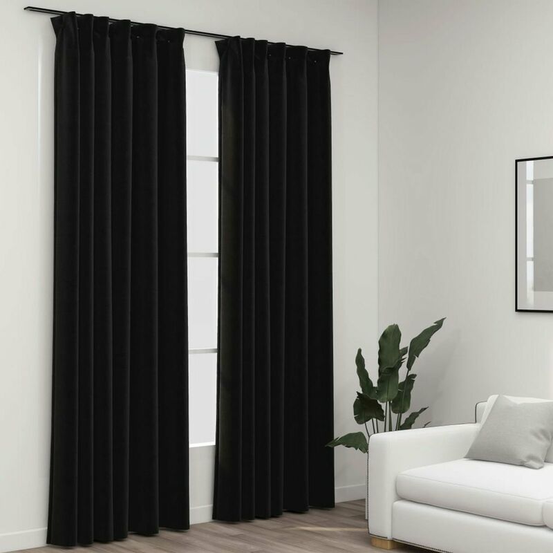 

Cortinas opacas ganchos look de lino 2 pzas antracita 140x245cm