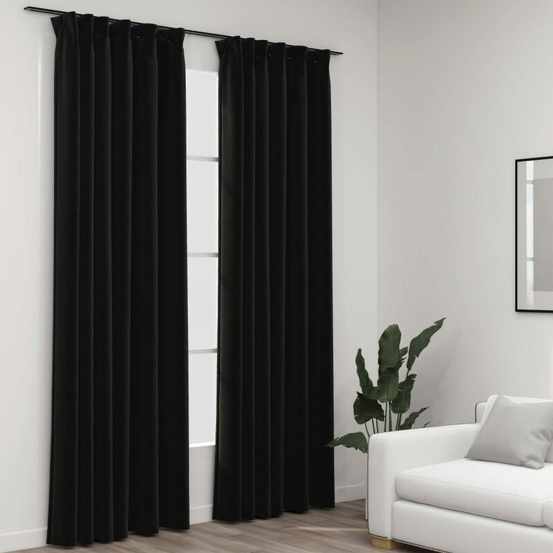 

Cortinas opacas ganchos look de lino 2 pzas antracita 140x245cm - Antracita