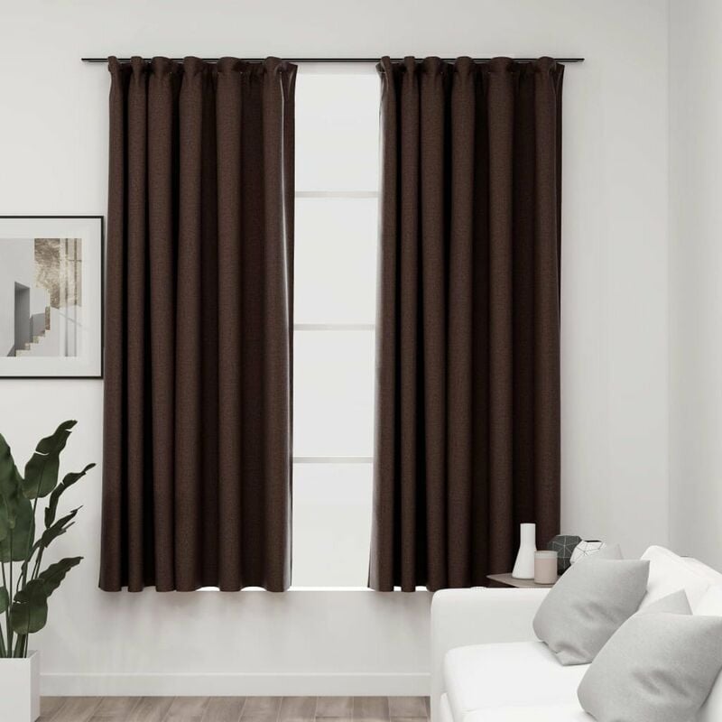 

Cortinas opacas ganchos look de lino 2 pzs gris taupe 140x175cm