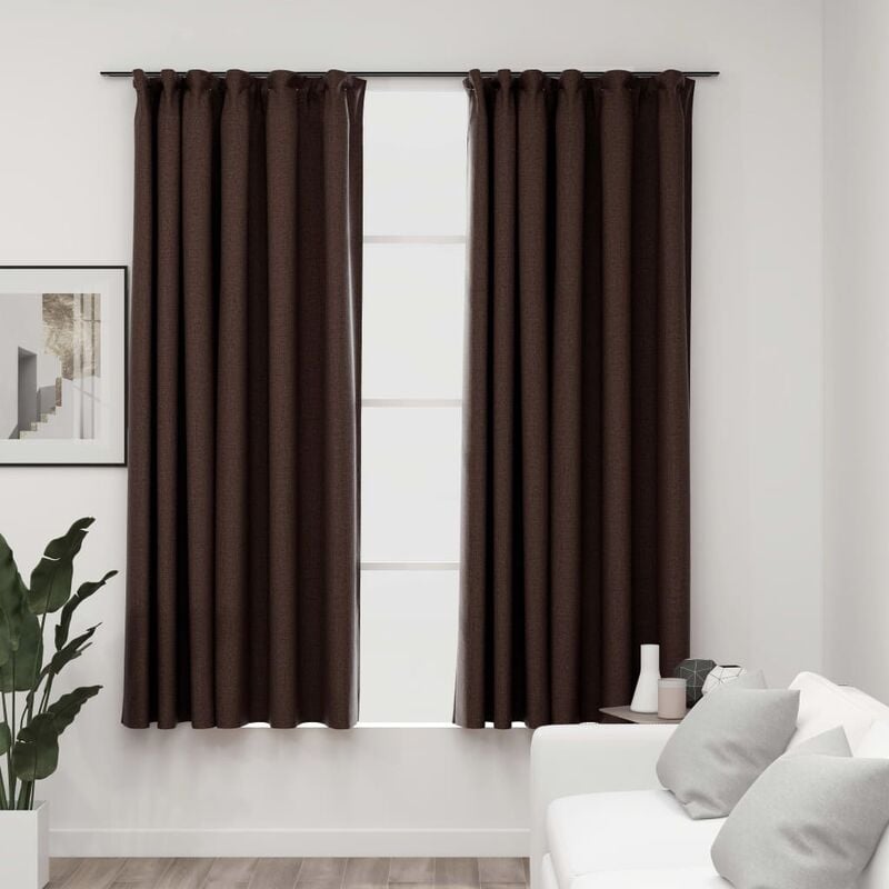 

Cortinas opacas ganchos look de lino 2 pzs gris taupe 140x175cm