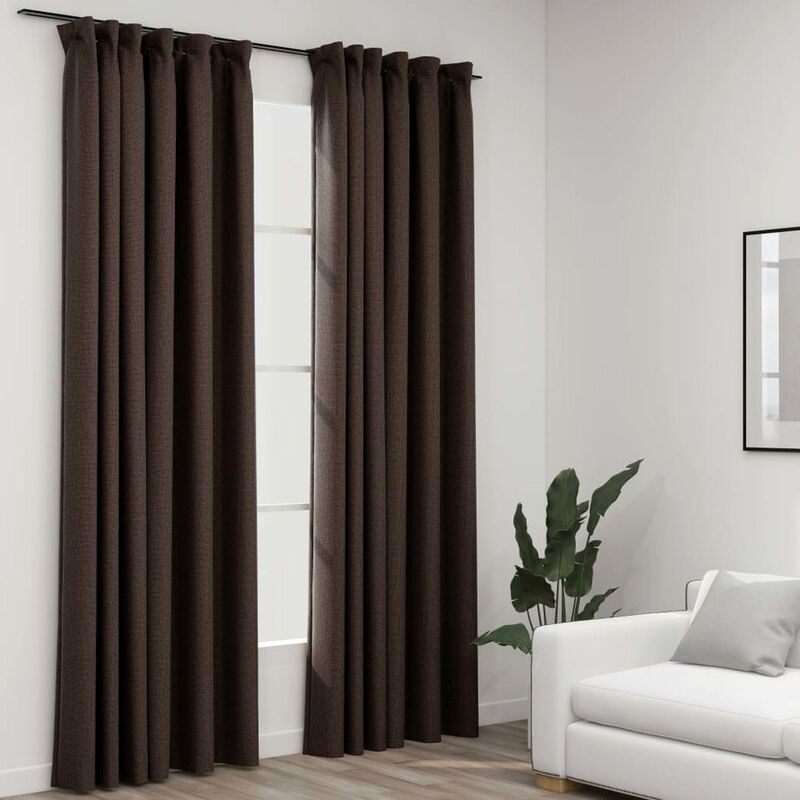 

Cortinas opacas ganchos look de lino 2 pzs gris taupe140x245cm