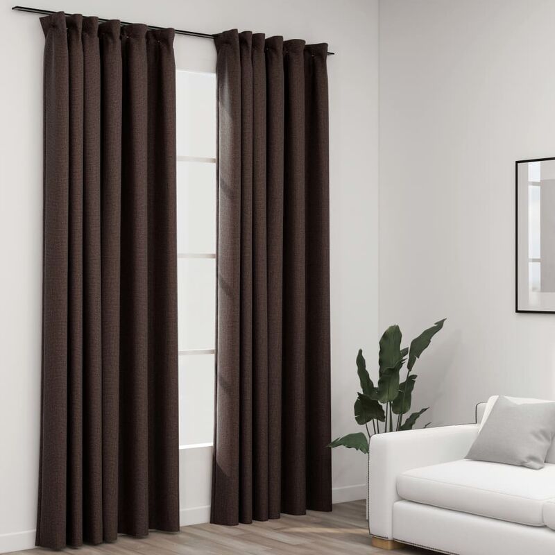 

Cortinas opacas ganchos look de lino 2 pzs gris taupe140x245cm