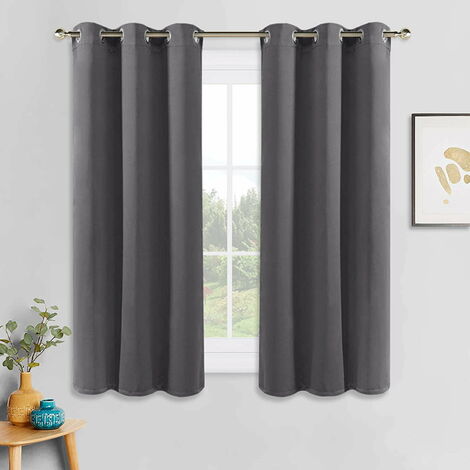 Cortinas opacas grises – Paneles de cortina con ojales aislantes térmicos para oscurecer la habitación para tratamientos de ventanas de cocina/dormitorio, decoración del hogar, 42 pulgadas de ancho po