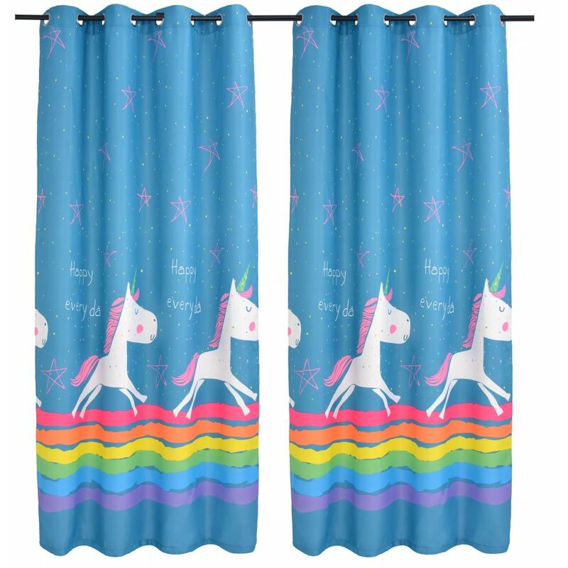 

Cortinas opacas infantiles estampadas 2 piezas 140x240cm azul