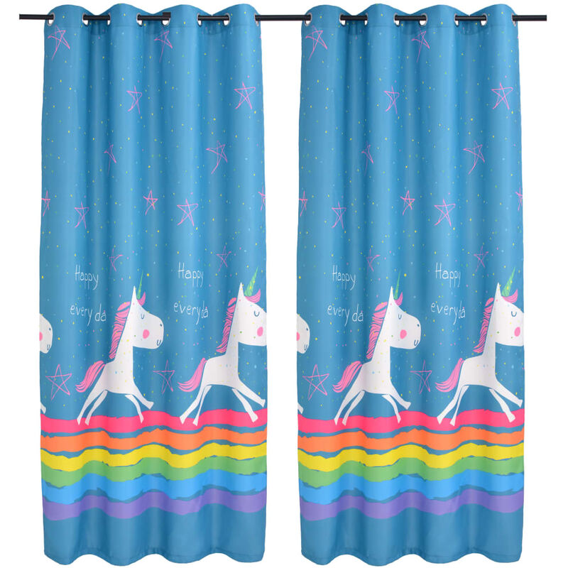 

Cortinas opacas infantiles estampadas 2 piezas 140x240cm azul - Azul