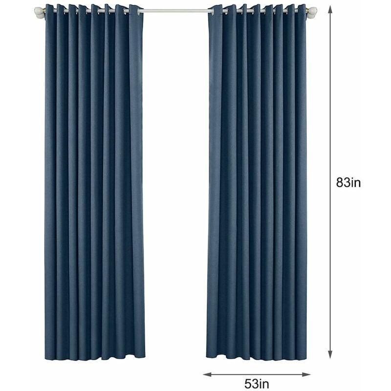 

Cortinas opacas, juego de 2 paneles,Azul oscuro, 53W * 83L en