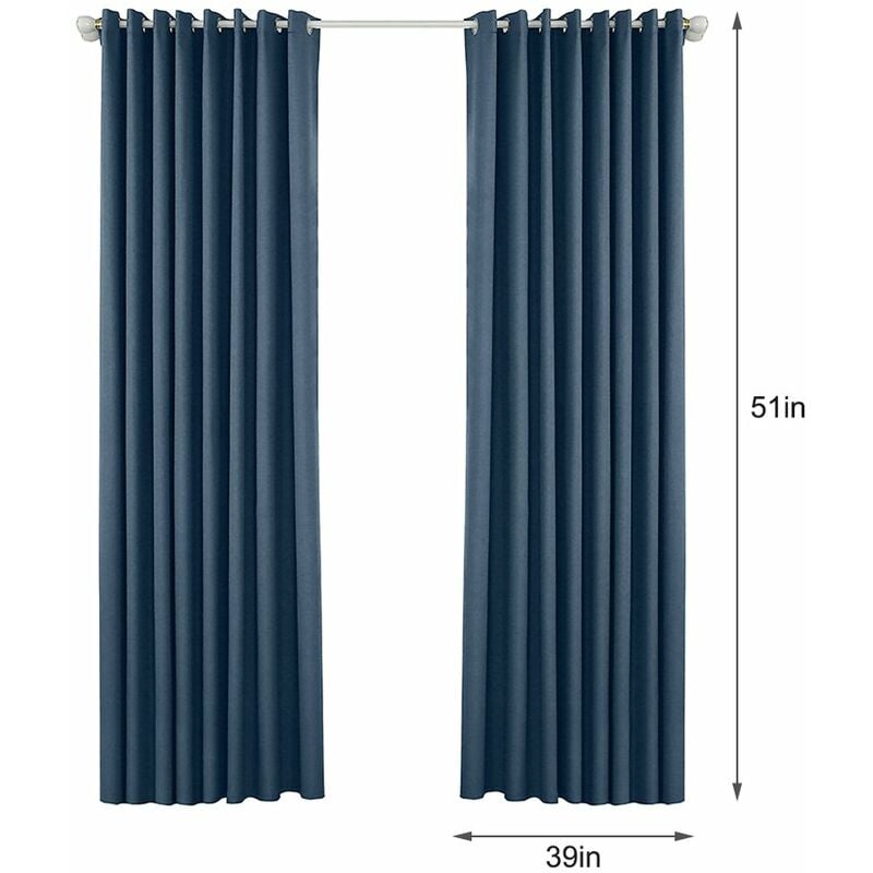 

Cortinas opacas, juego de 2 paneles,Azul oscuro, 39W * 51L en