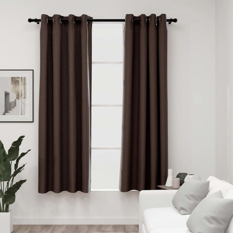 

Cortinas opacas ojales look de lino 2 pzas gris topo 140x175 cm