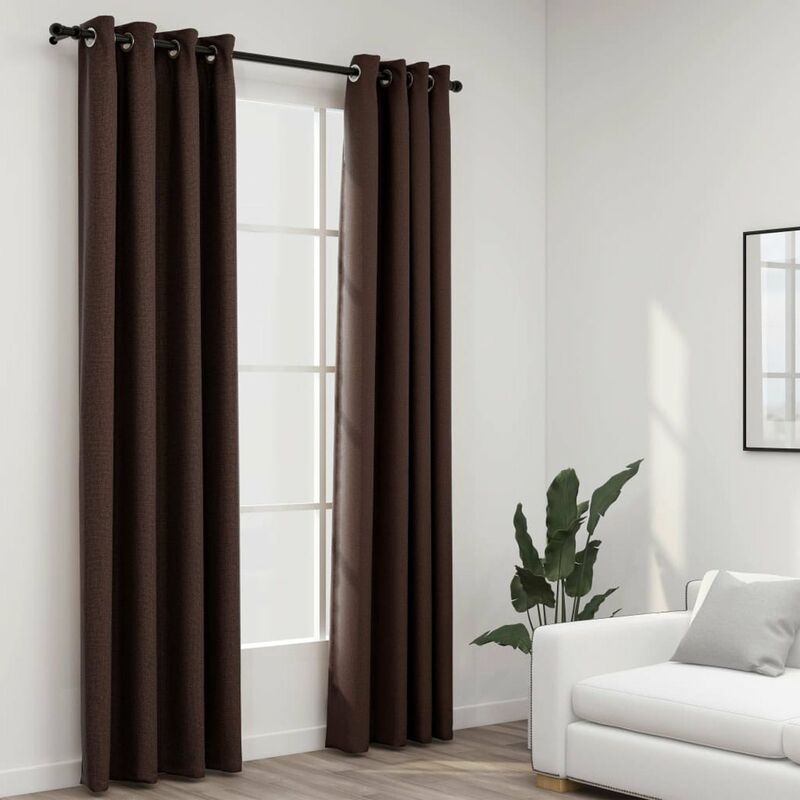 

Cortinas opacas ojales look de lino 2 pzas gris topo 140x225 cm