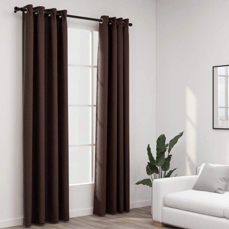 

Cortinas opacas ojales look de lino 2 pzas gris topo 140x225 cm
