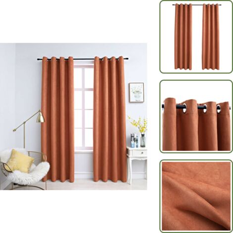 Cortinas óxido - vidaXL Cortinas opacas anillas de metal 2 pzs color óxido 140x225 cm - Cortinas para salón