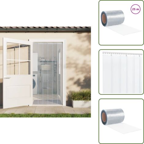 Cortinas para almacenes - vidaXL Rollo de cortina de tiras PVC 2,6mm x 300mm 25 m - Cortinas para restaurantes