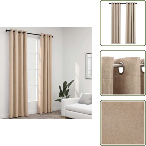 Cortinas para dormitorio - vidaXL Cortinas opacas ojales look de lino 2 pzas beige 140x225 cm - Cortinas para oficina