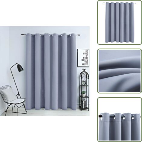 Cortinas para salón - vidaXL Cortina opaca con anillas de metal gris 290x245 cm - Cortinas para dormitorio
