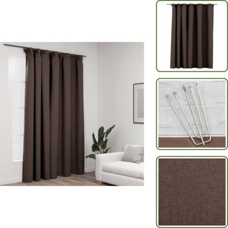 Cortinas para salón - vidaXL Cortina opaca con ganchos look de lino gris taupe 290x245 cm - Cortinas para dormitorio