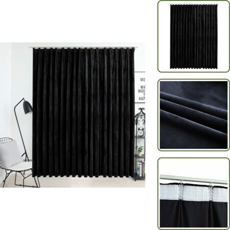 Cortinas para salón - vidaXL Cortina opaca con ganchos terciopelo negro 290x245 cm - Cortinas para dormitorio