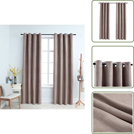 Cortinas para salón - vidaXL Cortinas opacas con aros de metal 2 piezas gris topo 140x245 cm - Cortinas para dormitorio