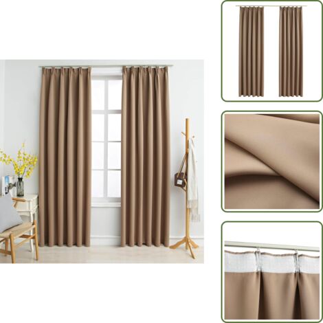 Cortinas para salón - vidaXL Cortinas opacas con ganchos 2 piezas gris topo 140x175 cm - Cortinas para dormitorio