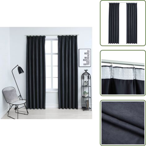 Cortinas para salón - vidaXL Cortinas opacas con ganchos 2 unidades gris antracita 140x175cm - Cortinas para dormitorio