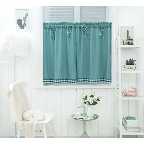 Cortinas cortas de cocina para ventanas pequeñas, cortinas de café, estilo  campestre, cortina de bistró con bolsillos para barra, cenefa de cortina