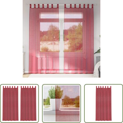 Cortinas semitransparentes -  Cortinas de gasa con bolsillos para varillas 2 uds. rojo vino
